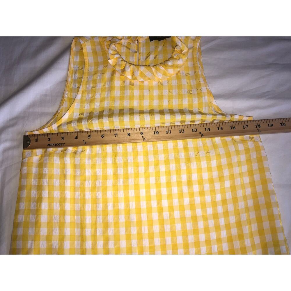 Jcrew Top Yellow Size XS Sleeveless High Neck Gingham Checkered Puckered Summer - Picture 5 of 7